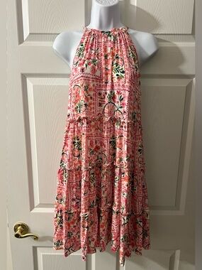 Pink Floral Tiered Mini Dress